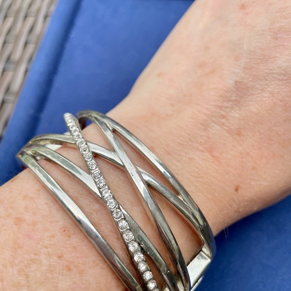 Large Silver tone cuff bracelet - Picture 2 of 5